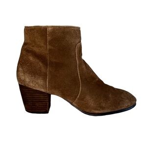 J. Jill Brown Suede Ankle Booties Block Tacked Heel Size 10